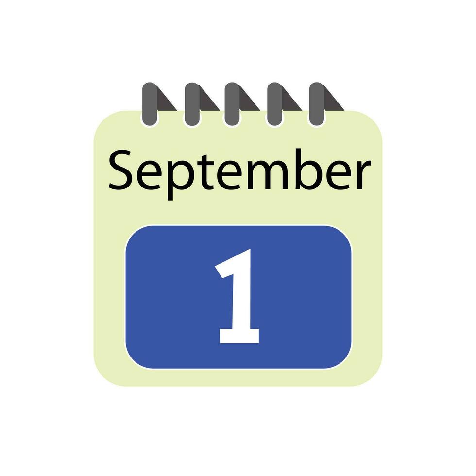 september 1 dagelijks kalender icoon vector