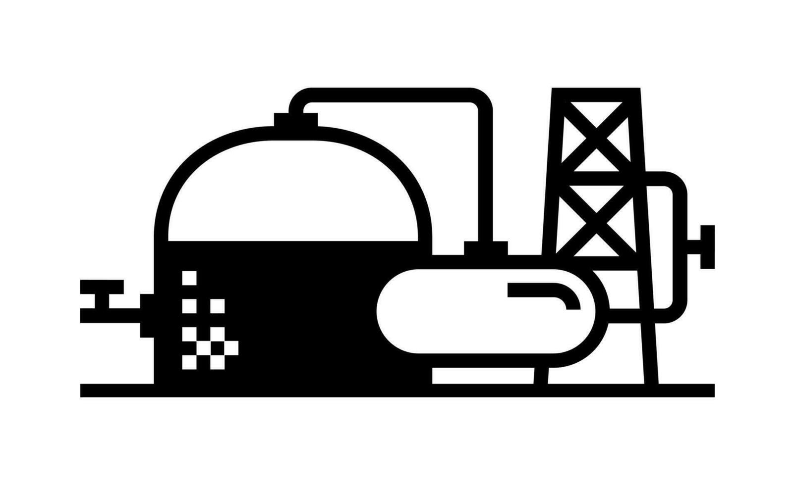 zwart en wit gemakkelijk biogas fabriek icoon vector