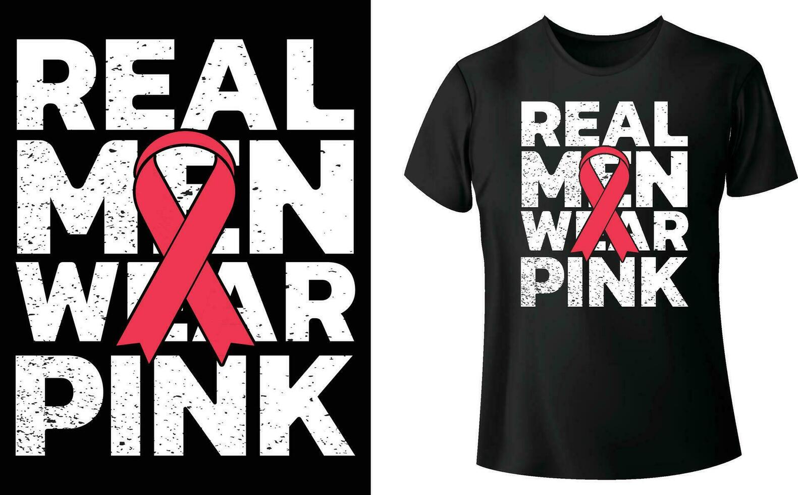 echt mannen slijtage roze t-shirt ontwerp voor borst kanker vector