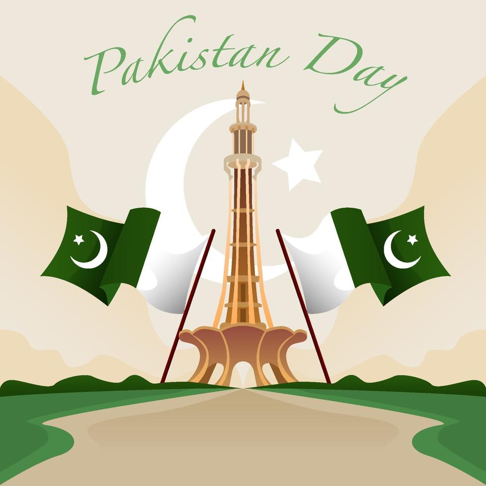 de minar e met pakistaanse vlaggen vector