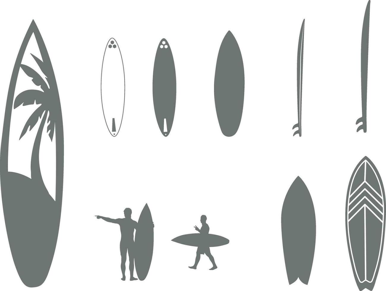 surfboard vector set, surfboard silhouetten, surfboard vector illustratie