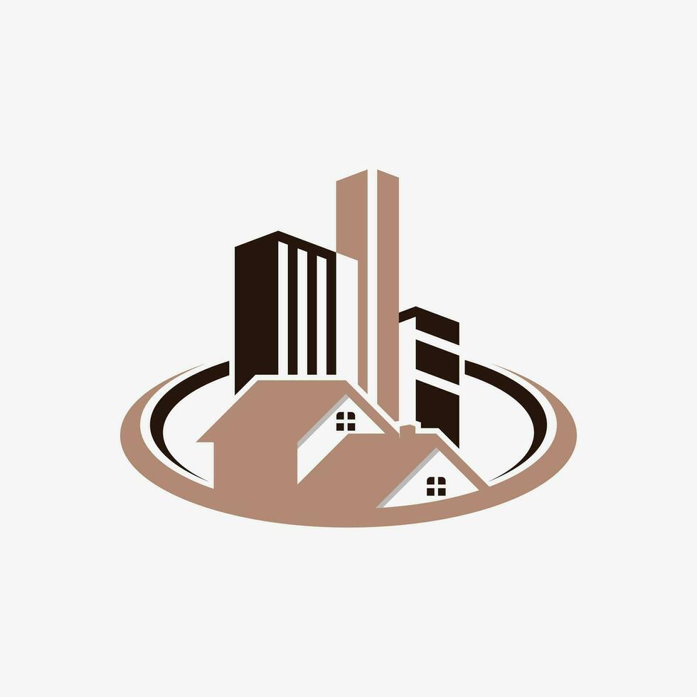 echt landgoed, huis en gebouw logo ontwerp vector met creatief element concept