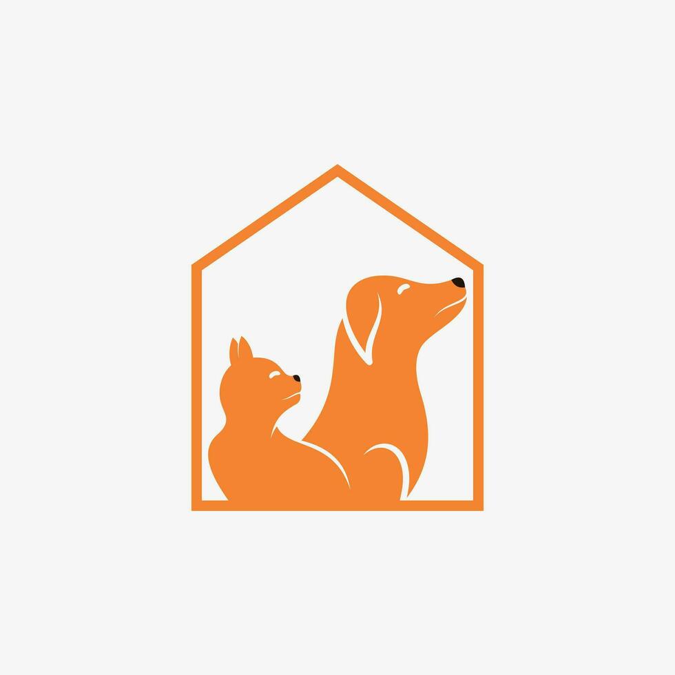 huisdier huis logo ontwerp met hond kat icoon logo en creatief element concept vector