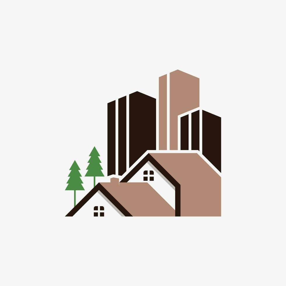 echt landgoed, huis en gebouw logo ontwerp vector met creatief element concept