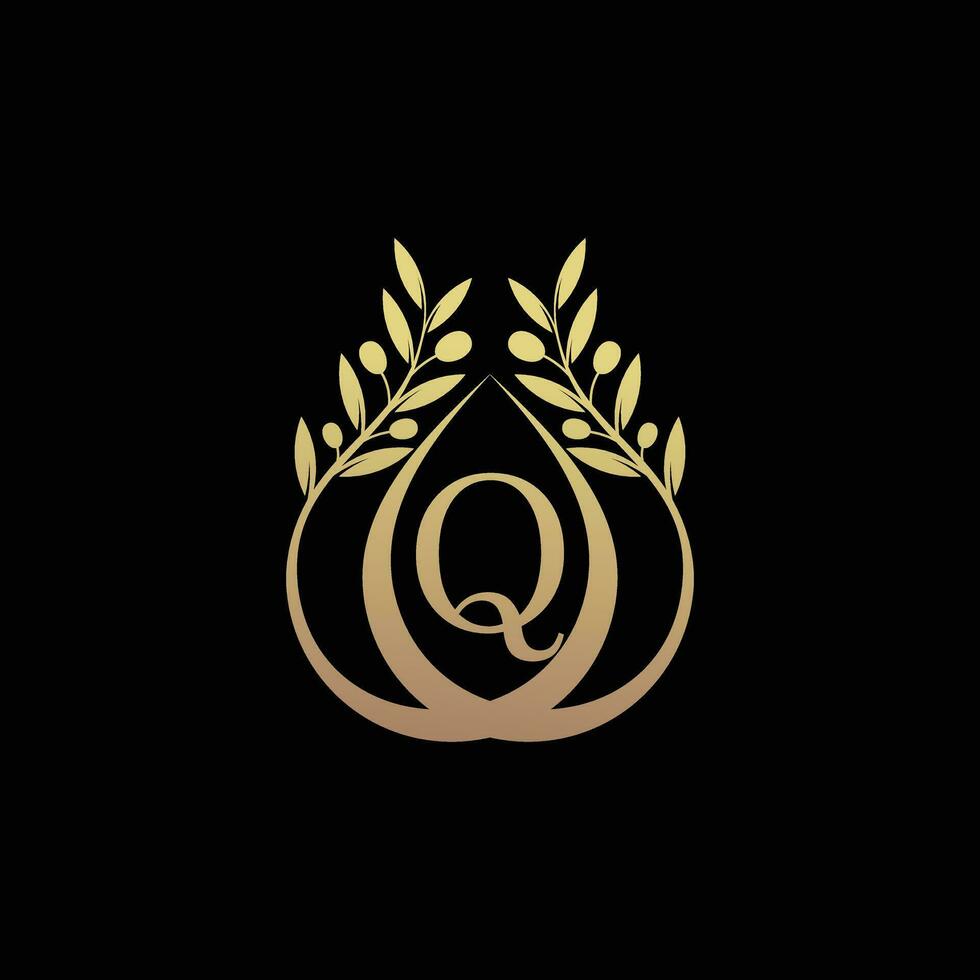 olijf- olie logo ontwerp gecombineerd met eerste brief q en creatief concept vector