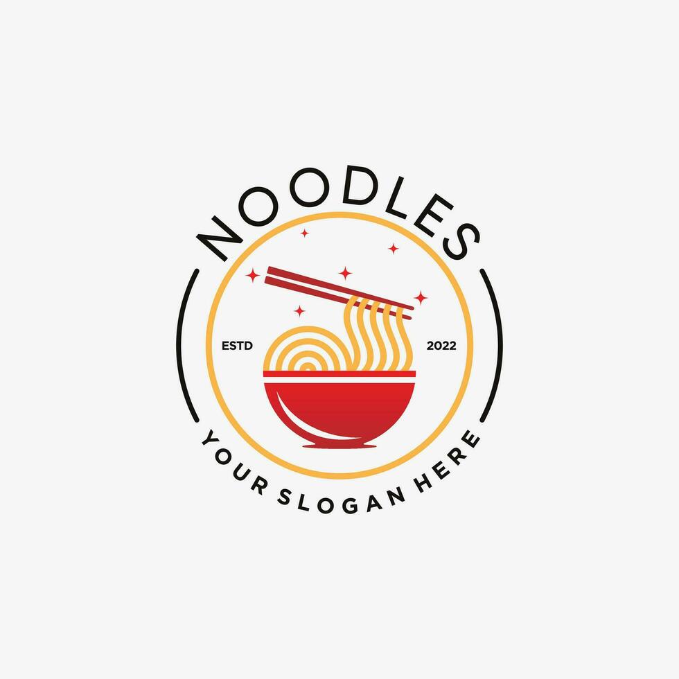 noedels logo ontwerp sjabloon voor ramen restaurant met creatief element concept vector