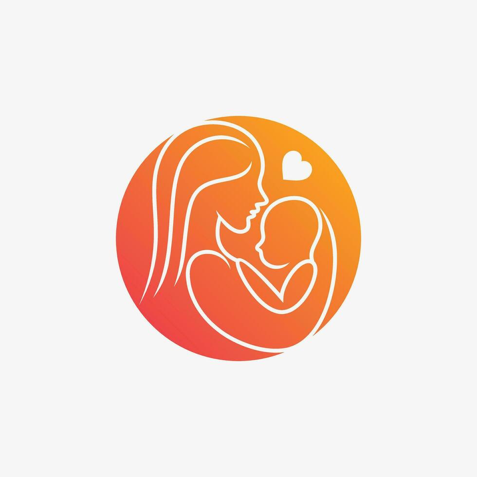 mam en baby logo ontwerp vector voor moederschap kliniek met creatief element concept