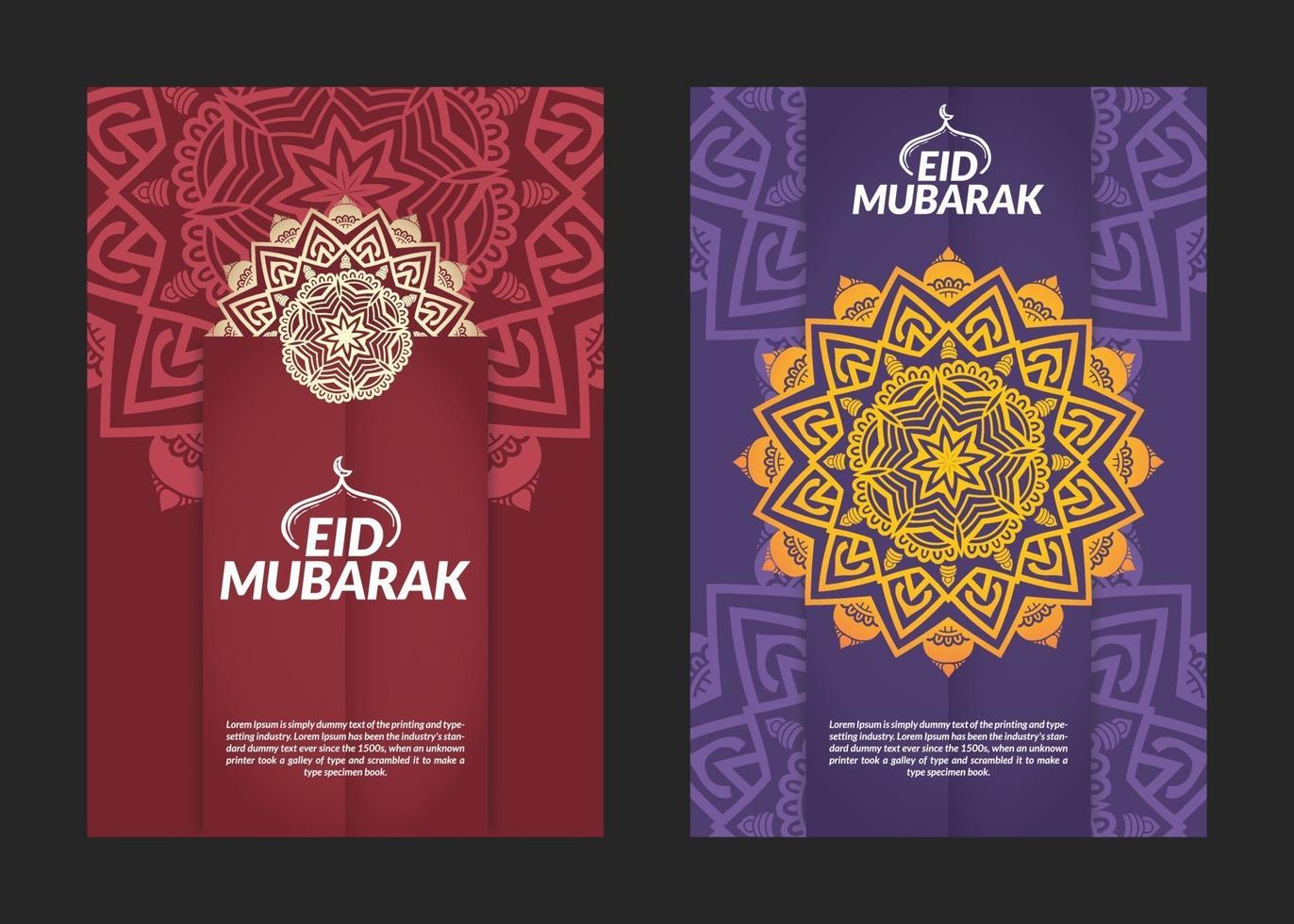 eid mubarak mandala patroon flyers ontwerp vector