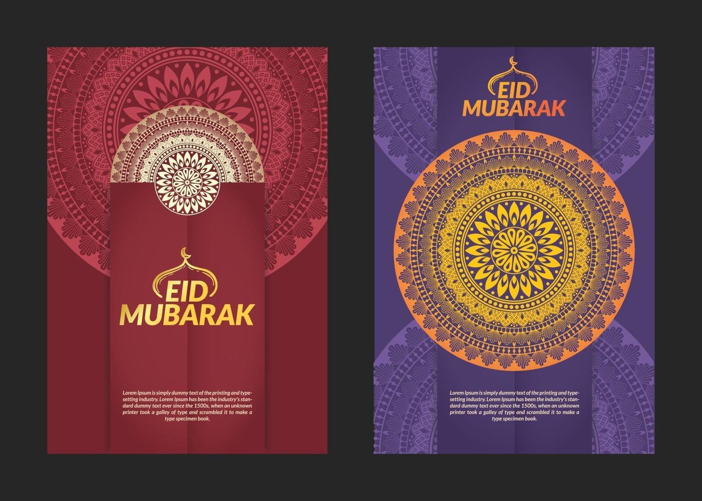 eid mubarak mandala patroon flyers ontwerp vector