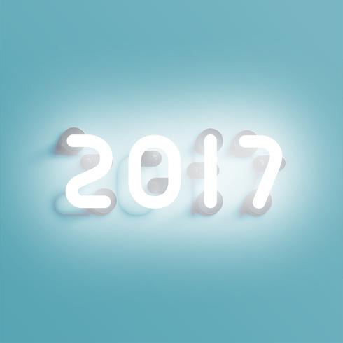 Neon 2017 schijnteken, vectorillustratie vector