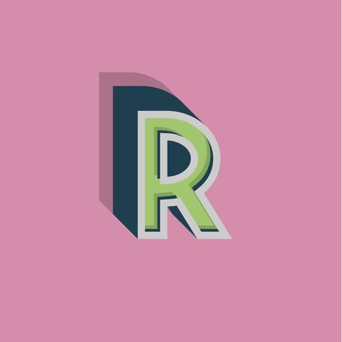 Retro 3D-personage uit een lettertype, vectorillustratie vector