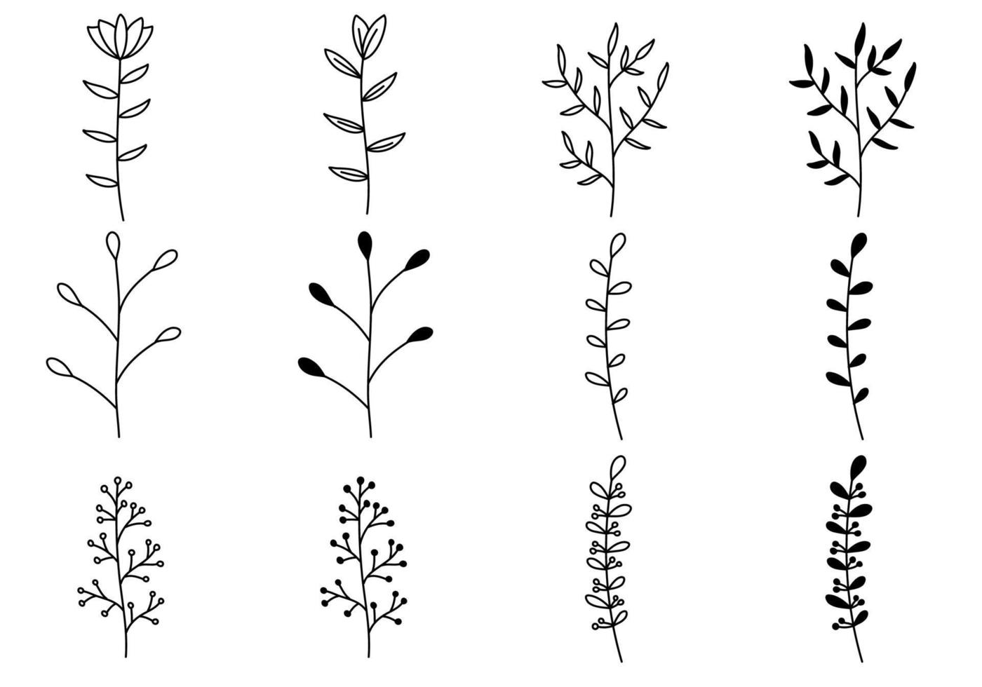 set van doodle plant vector