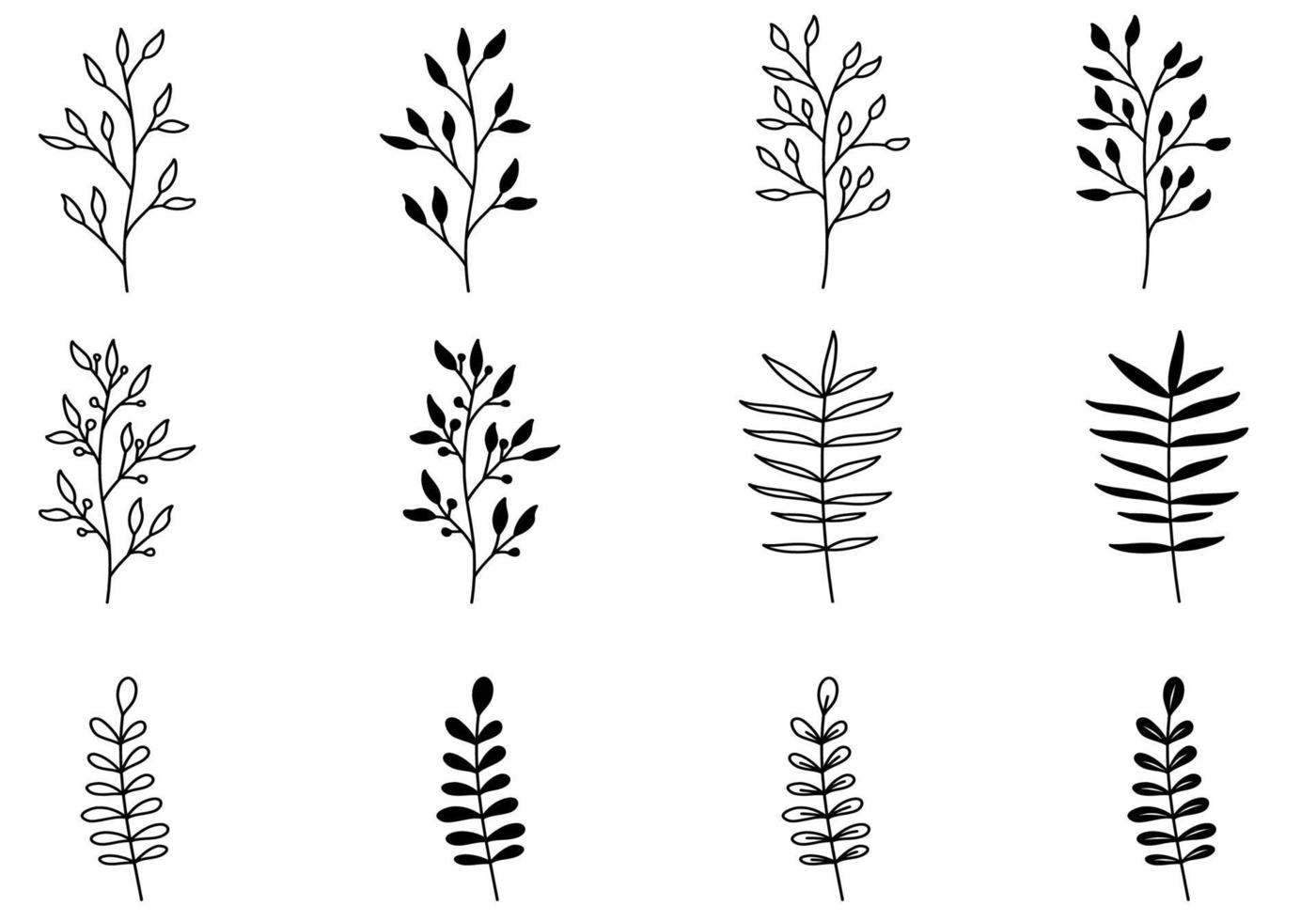 set van doodle plant vector