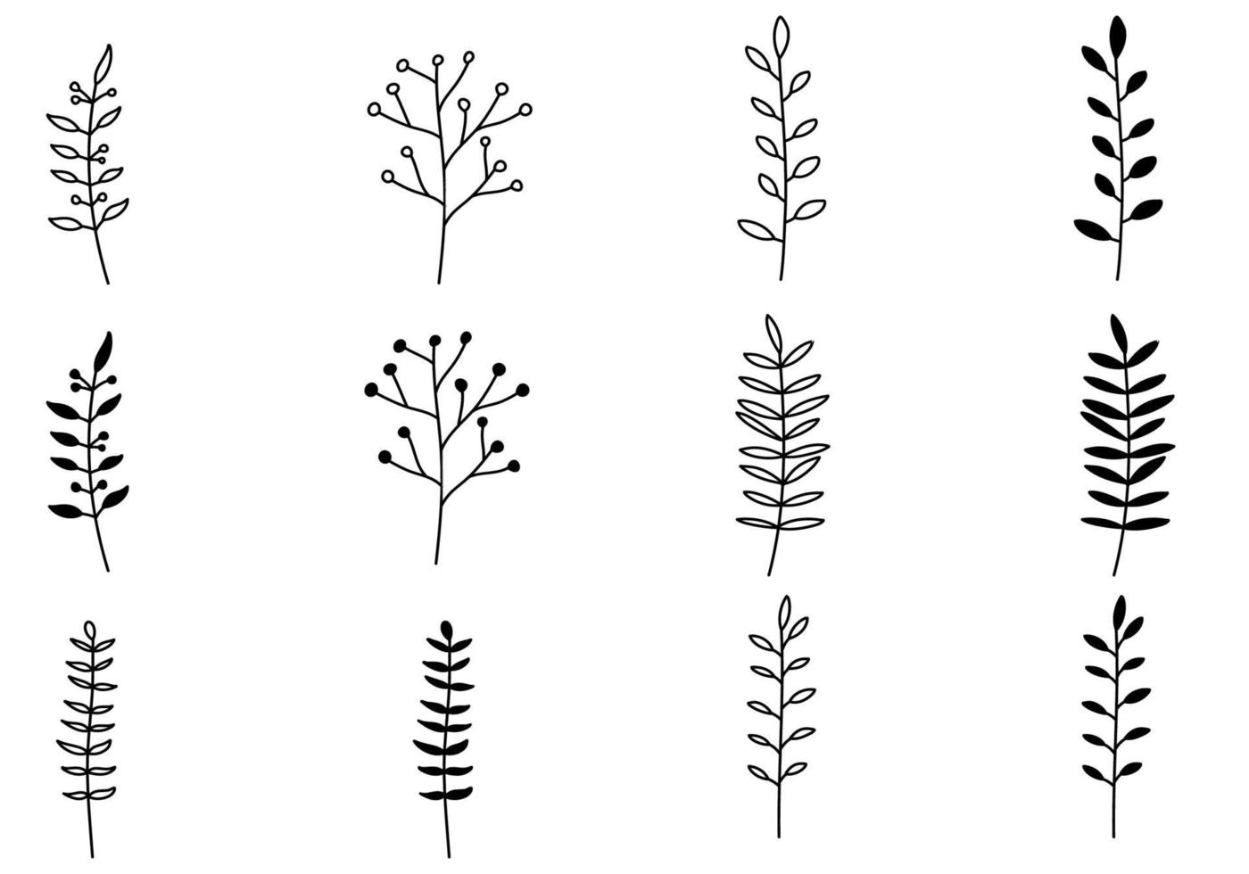 set van doodle plant vector