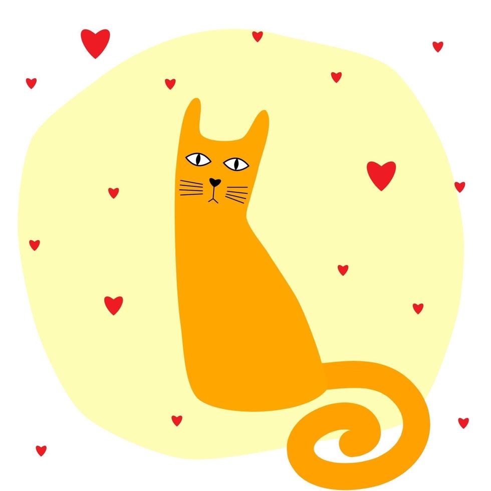 grappige kat kaartsjabloon. abstracte schattige kinderhandwerkkat vector