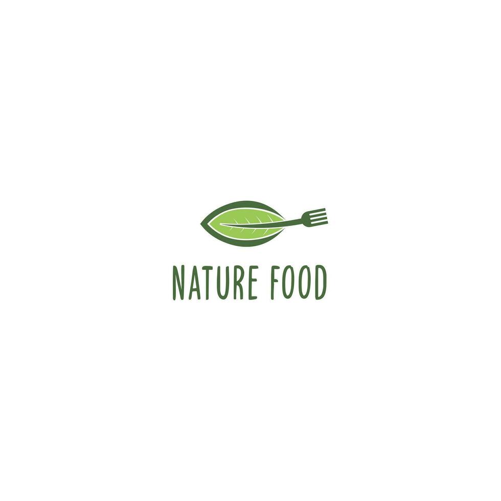 blad vork logo vector icoon, vegetarisch logo concept, vegetarisch restaurant logo icoon