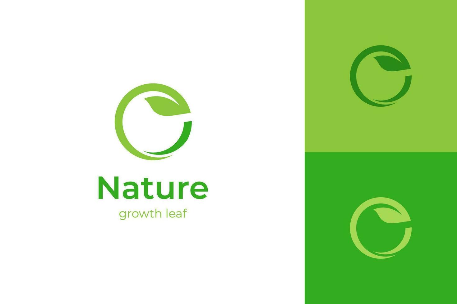 groeit blad logo icoon ontwerp, cirkel aarde met fabriek grafisch element, symbool, teken voor groen aarde dag, natuur wereldbol en vergroening aarde logo sjabloon vector