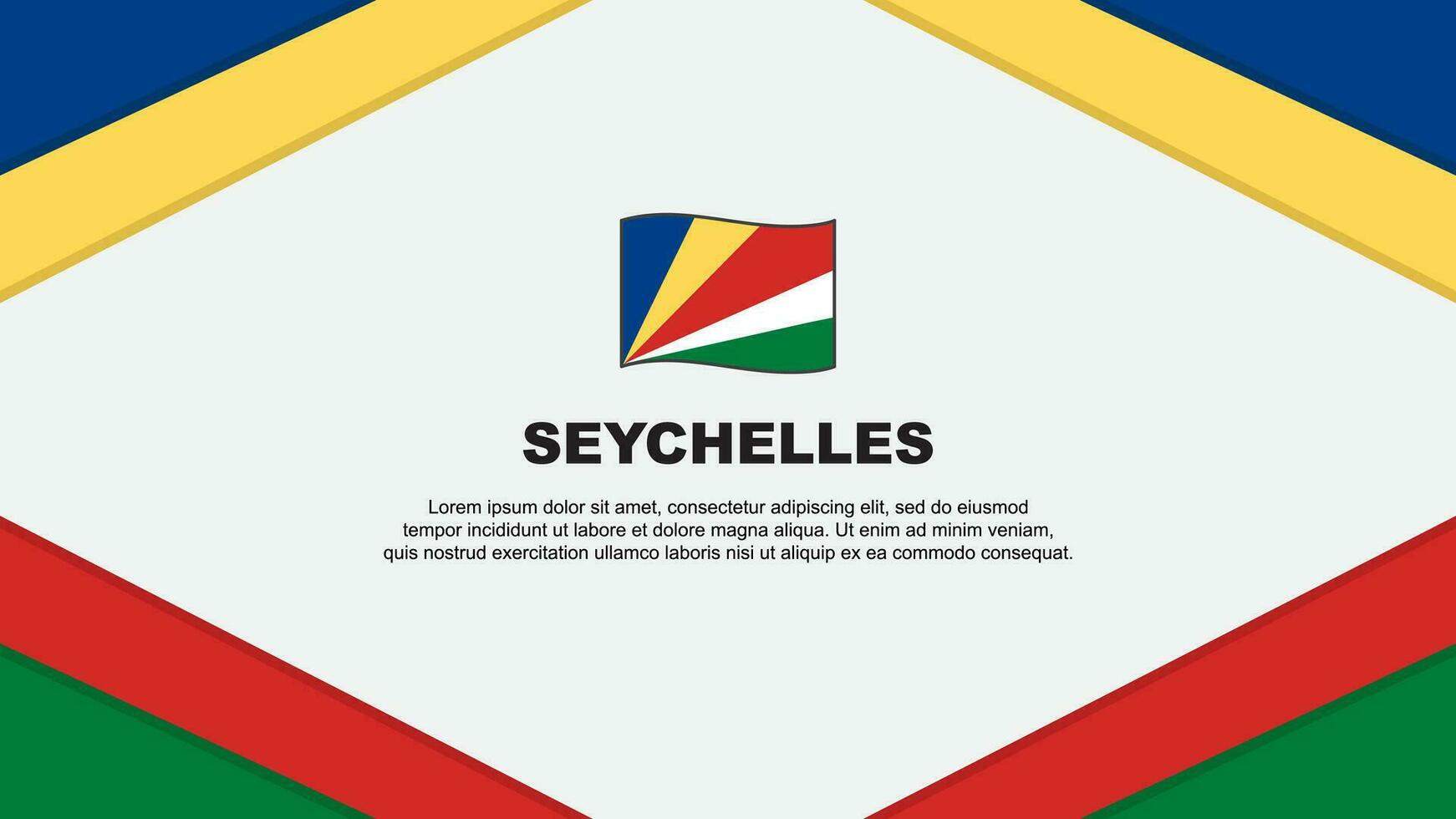 Seychellen vlag abstract achtergrond ontwerp sjabloon. Seychellen onafhankelijkheid dag banier tekenfilm vector illustratie. Seychellen sjabloon