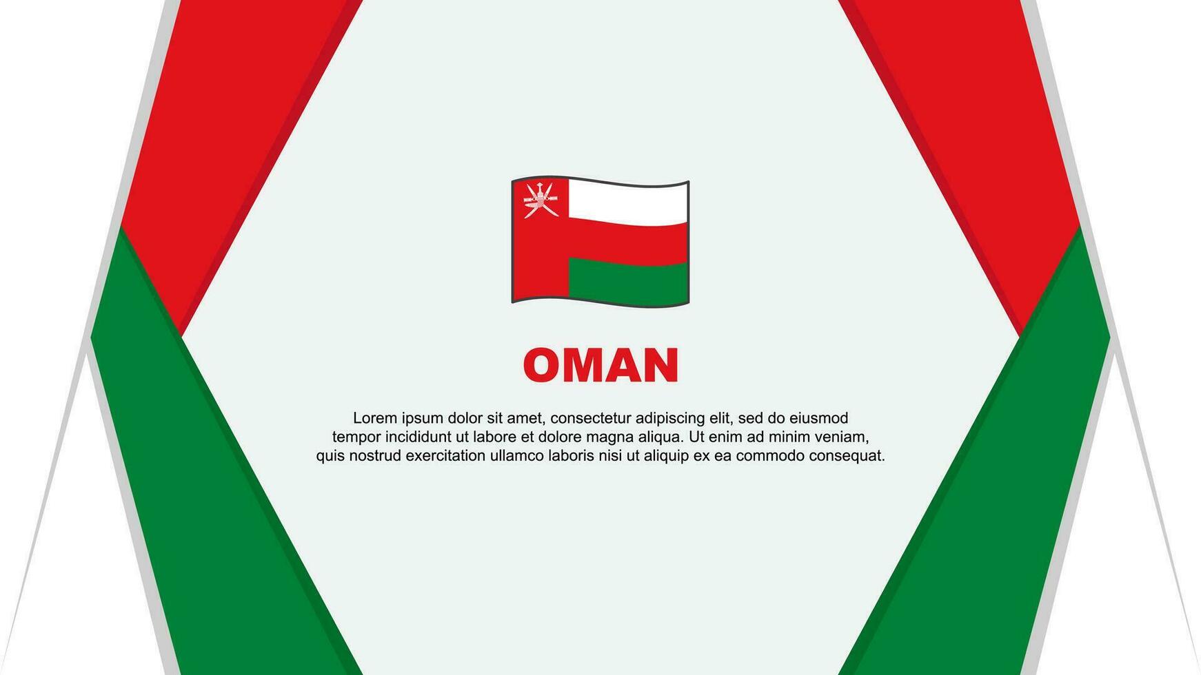 Oman vlag abstract achtergrond ontwerp sjabloon. Oman onafhankelijkheid dag banier tekenfilm vector illustratie. Oman achtergrond