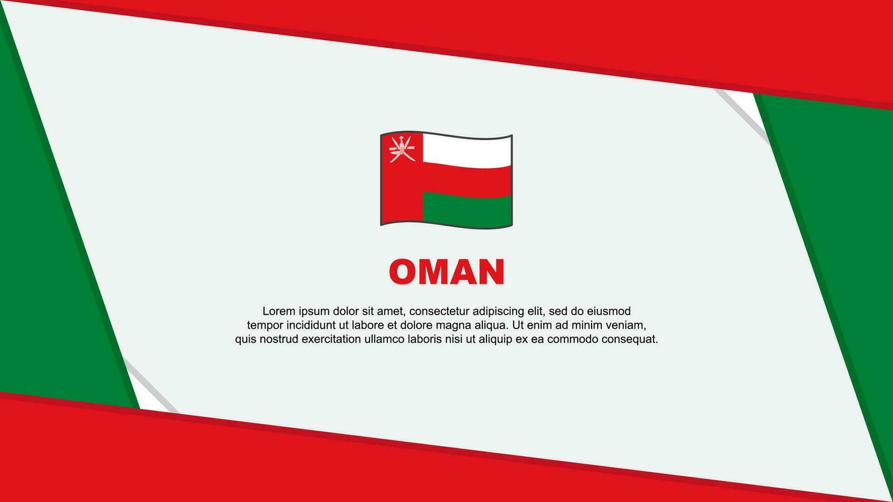 Oman vlag abstract achtergrond ontwerp sjabloon. Oman onafhankelijkheid dag banier tekenfilm vector illustratie. Oman onafhankelijkheid dag