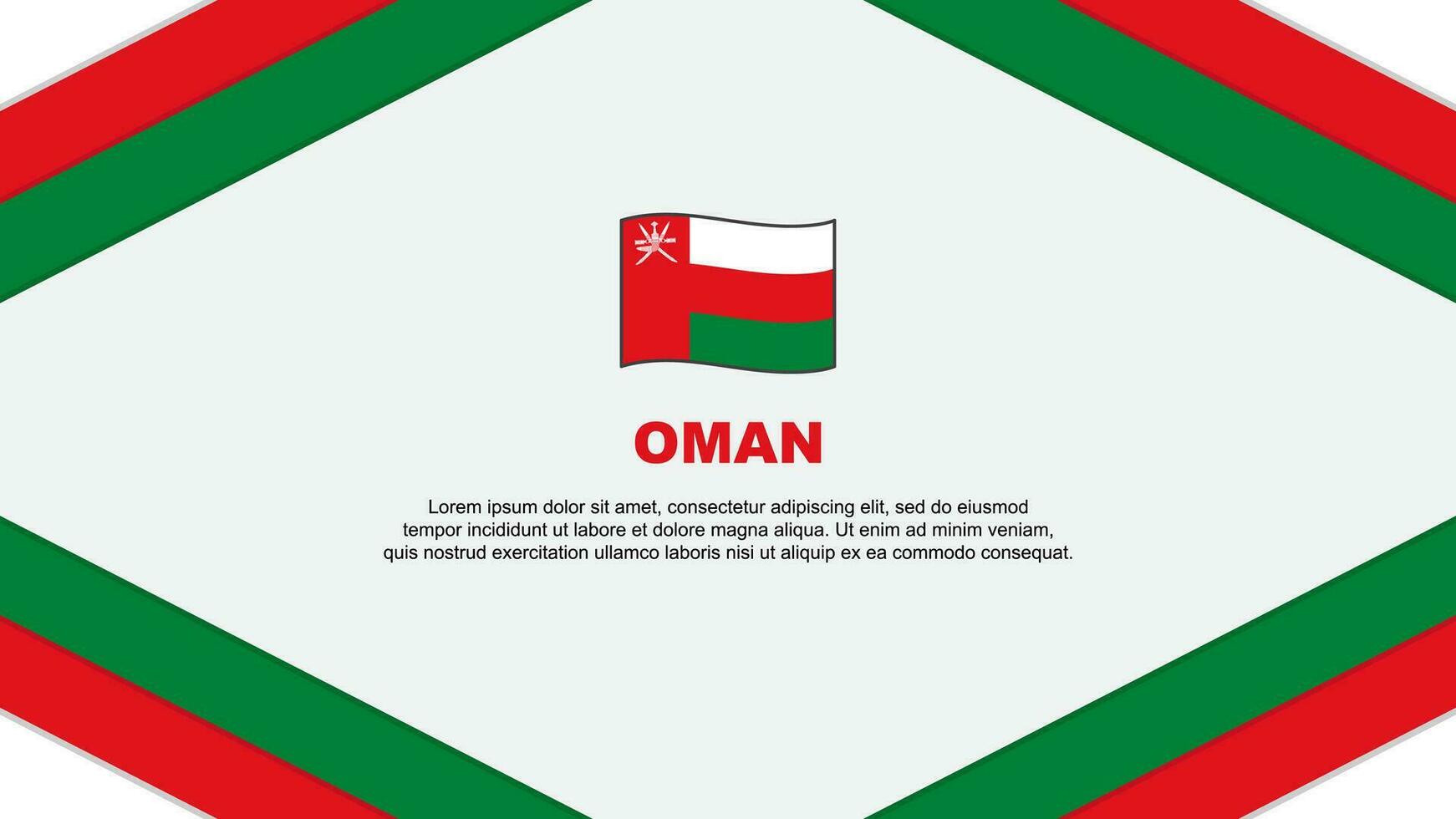 Oman vlag abstract achtergrond ontwerp sjabloon. Oman onafhankelijkheid dag banier tekenfilm vector illustratie. Oman sjabloon