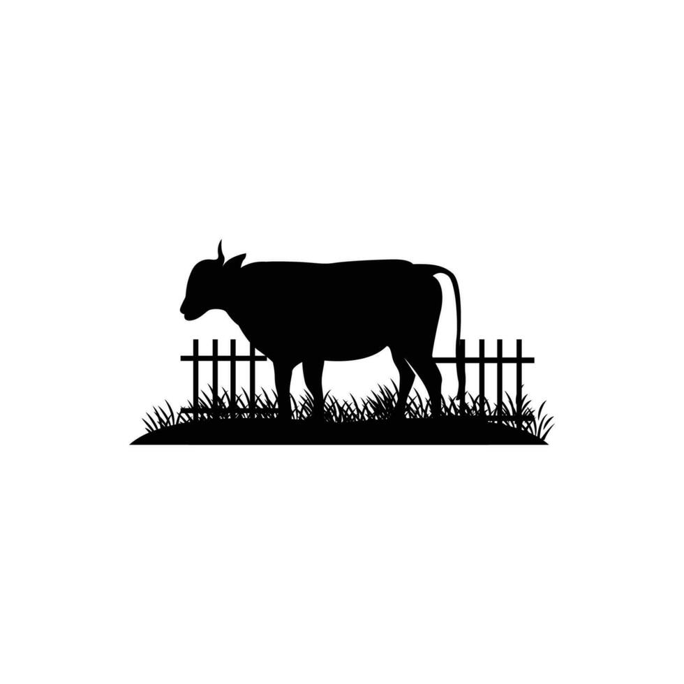 koe logo, vee boerderij vector, silhouet gemakkelijk minimalistische ontwerp illustratie, symbool sjabloon vector