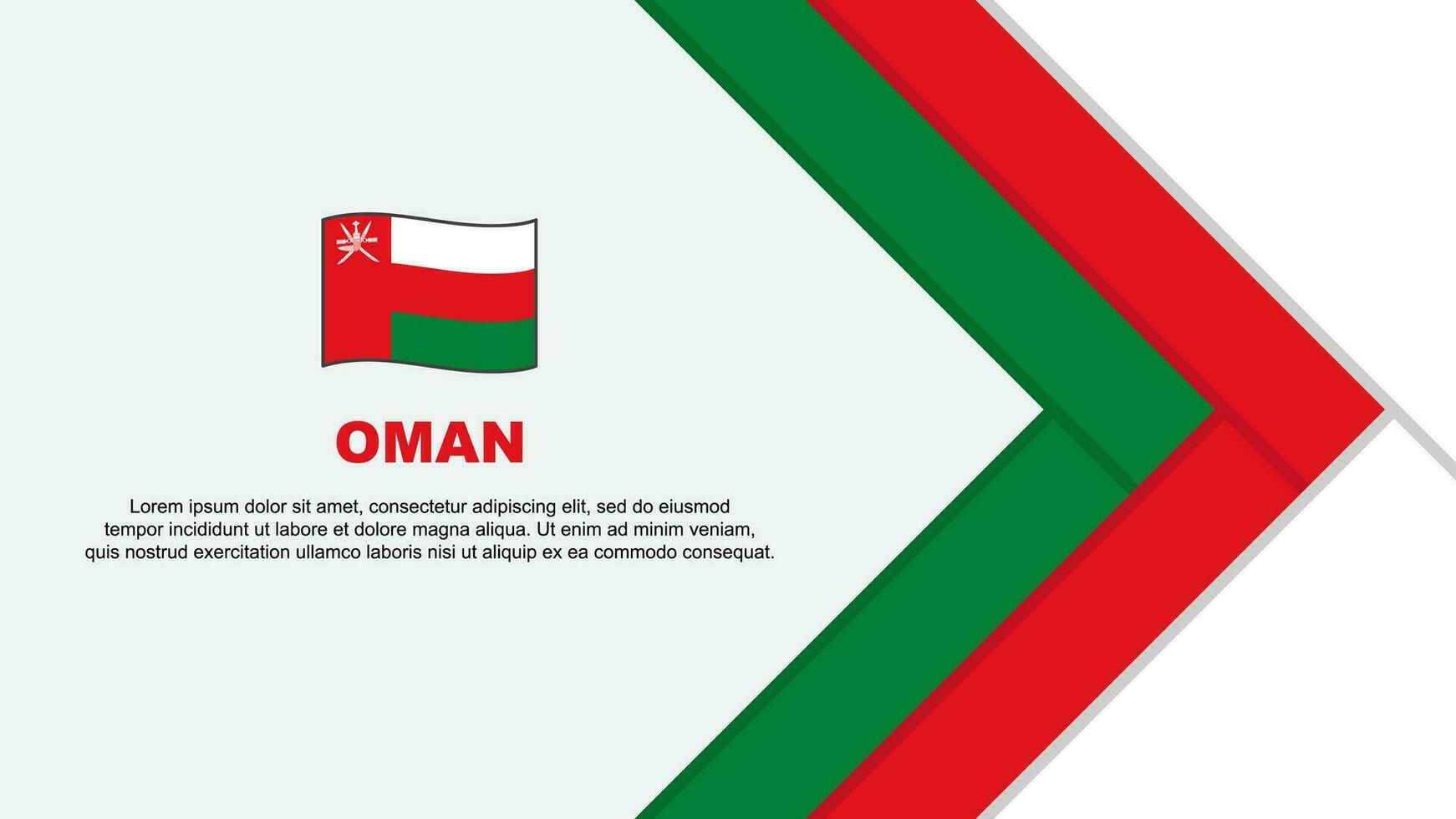 Oman vlag abstract achtergrond ontwerp sjabloon. Oman onafhankelijkheid dag banier tekenfilm vector illustratie. Oman tekenfilm