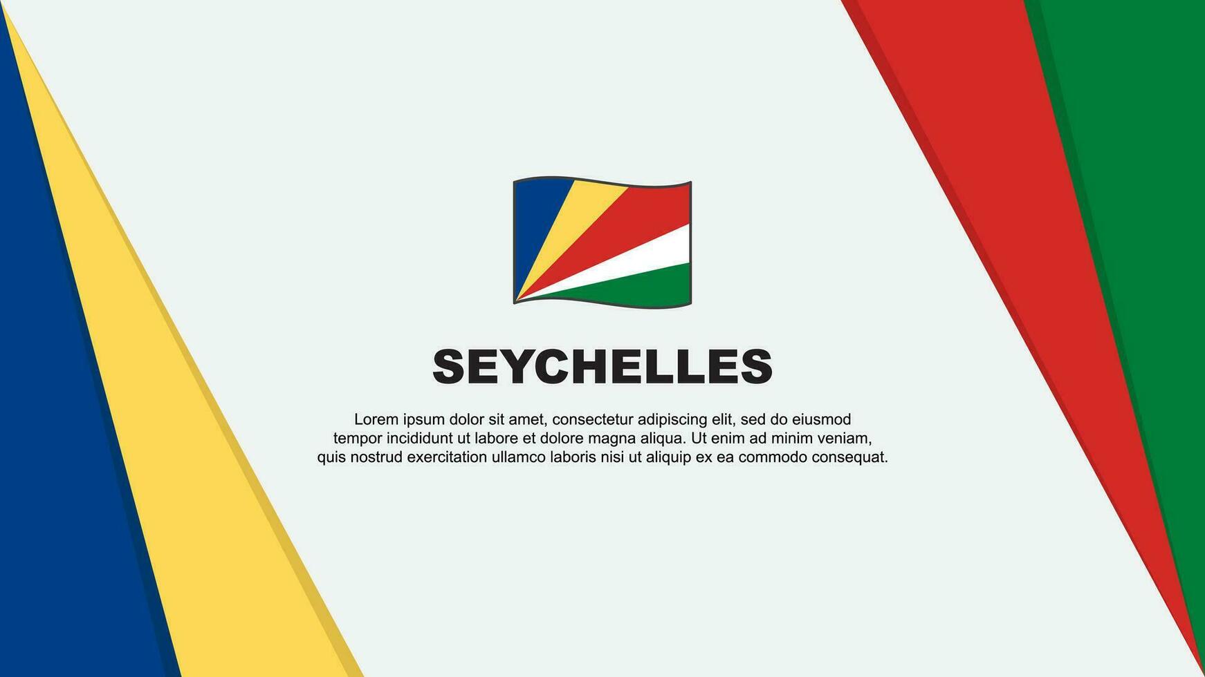 Seychellen vlag abstract achtergrond ontwerp sjabloon. Seychellen onafhankelijkheid dag banier tekenfilm vector illustratie. Seychellen vlag