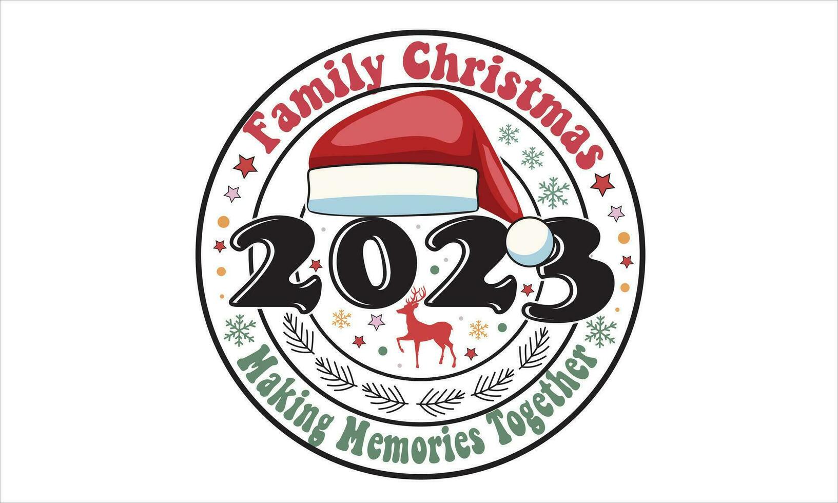 familie Kerstmis 2023 maken herinneringen samen retro t-shirt ontwerp vector