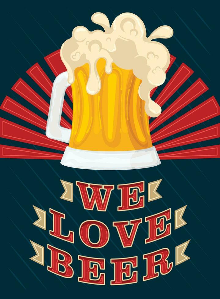 poster van wij liefde bier bier glas met schuim vector