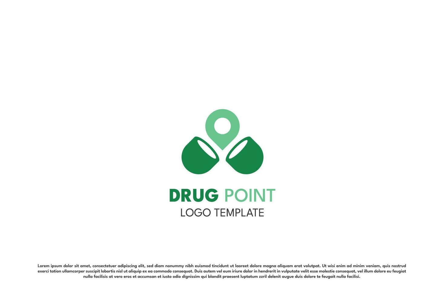 drug punt geneeskunde logo ontwerp illustratie. silhouet van apotheek ziekenhuis kliniek noodgeval Gezondheid zorg behandeling. gemakkelijk minimalistische subtiel vlak abstract icoon symbool. vector