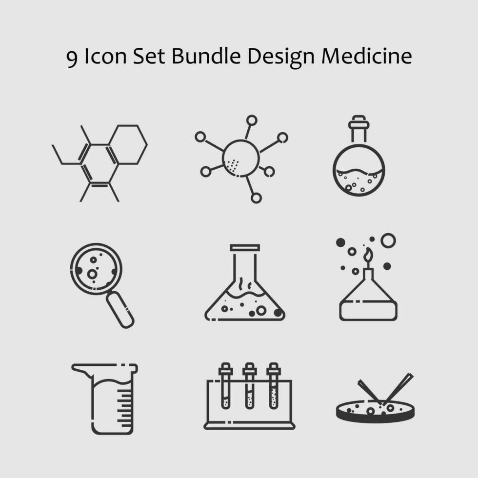 reeks van wetenschap, chemie, laboratorium, Onderzoek pictogrammen geneesmiddel. vector illustratie eps 10