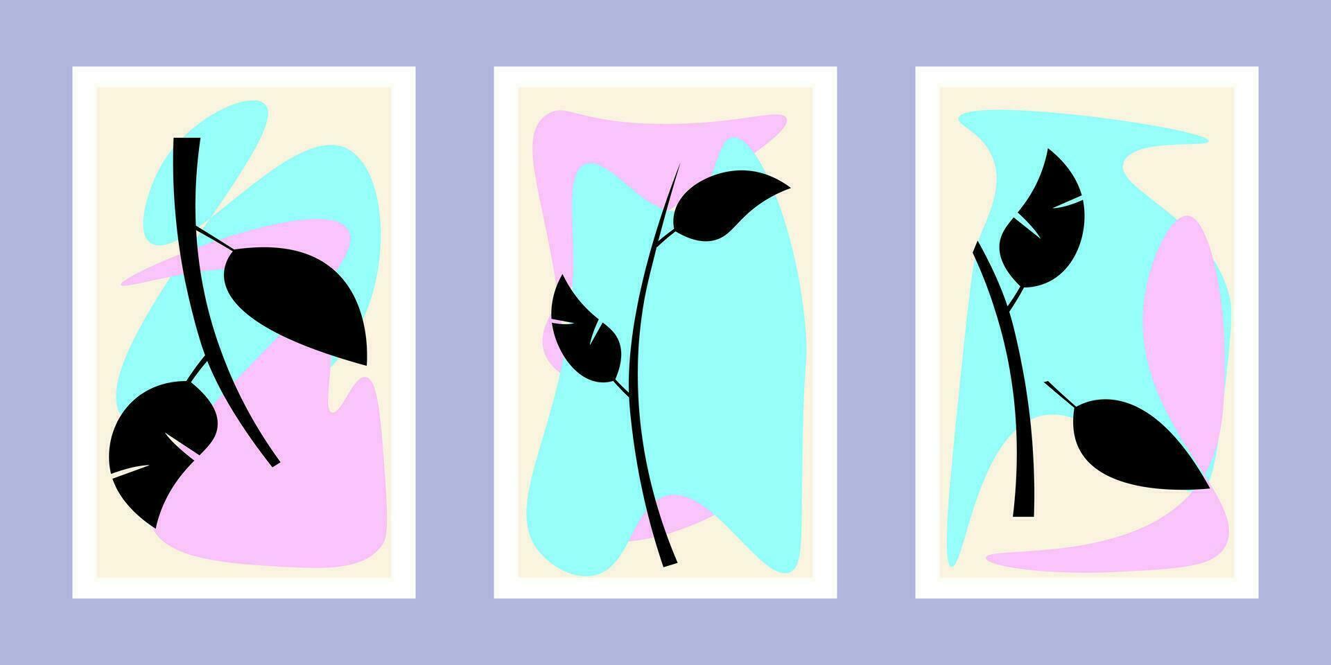 botanische muur kunst vector set.