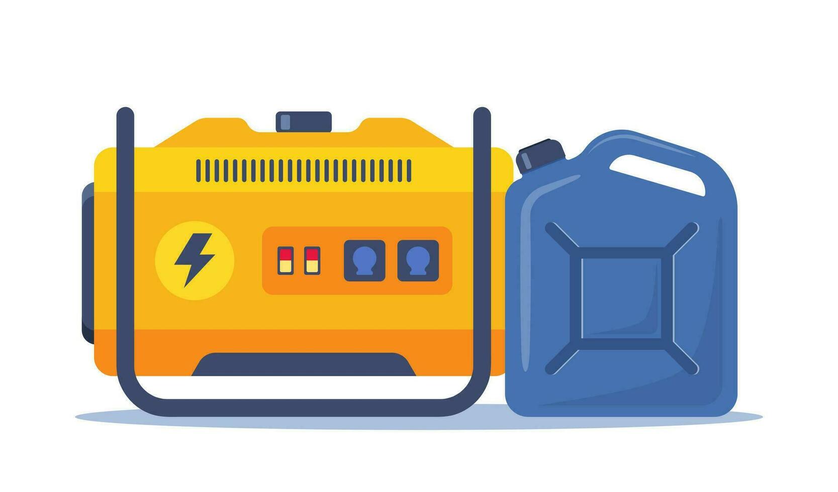 portable elektrisch macht generator en bus met benzine, benzine. technologie, elektriciteit, energie concept. vector illustratie.