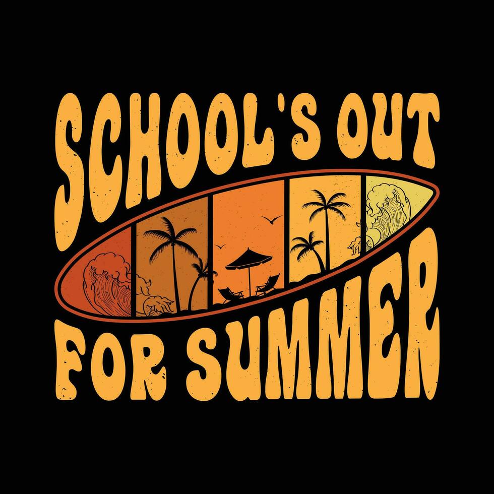 scholen uit voor zomer wijnoogst t-shirt ontwerp voor leraren. zomer paradijs t shirt. vector