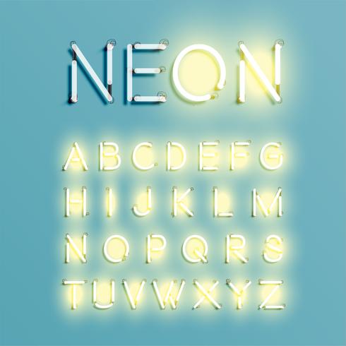 Realistische neon lettertype set, vectorillustratie vector