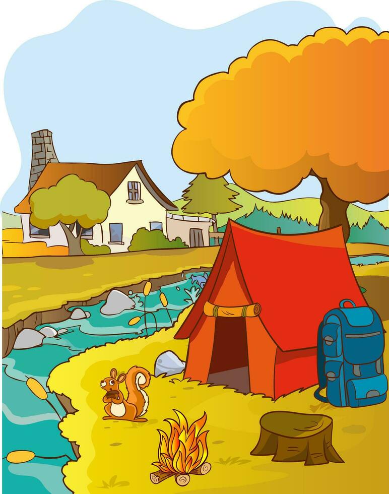 vector illustratie van camping grond