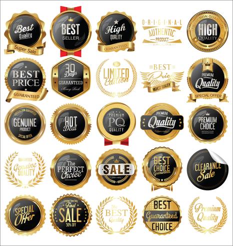 Luxe premium gouden insignes en labels vector