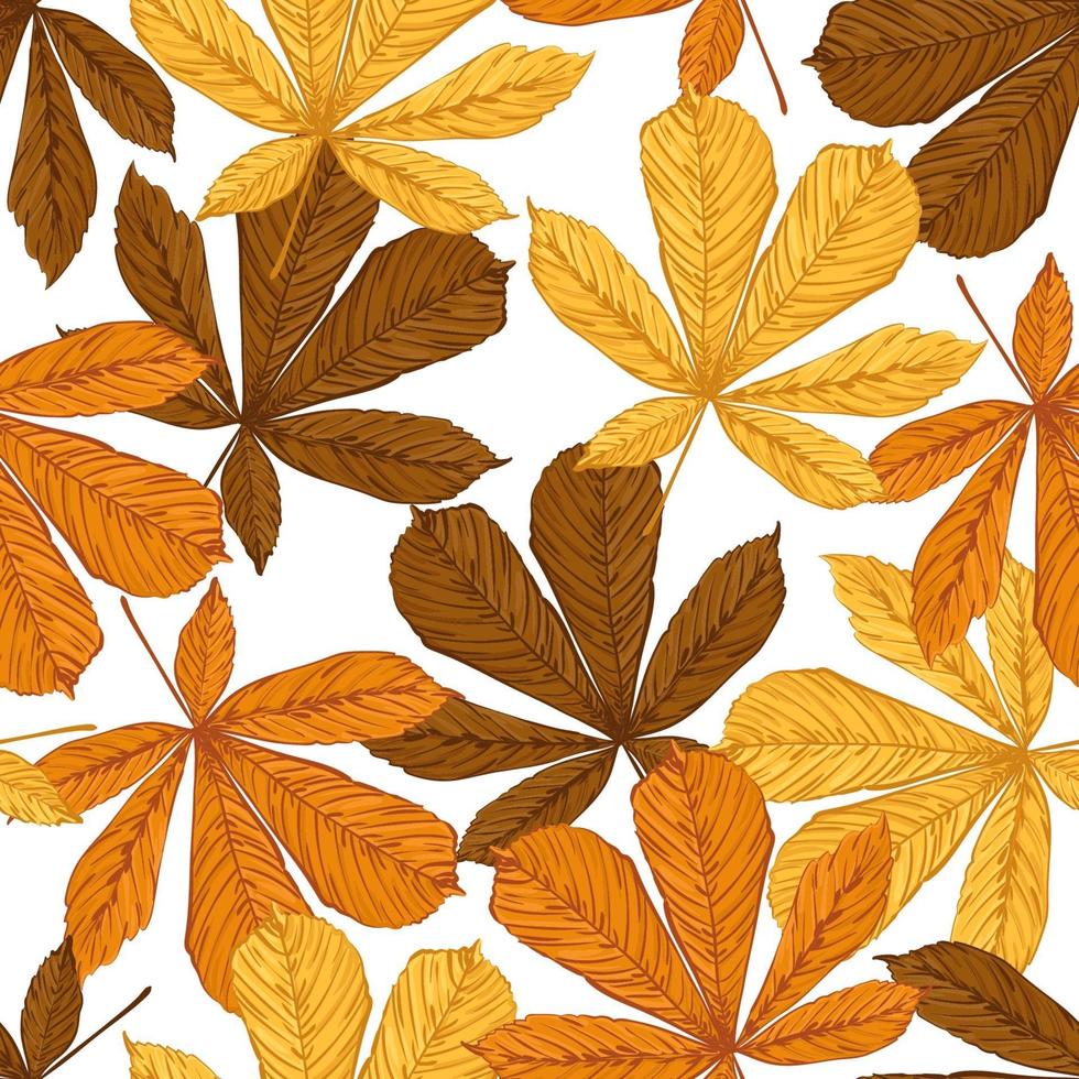 herfst naadloos patroon met kastanjebladeren vector