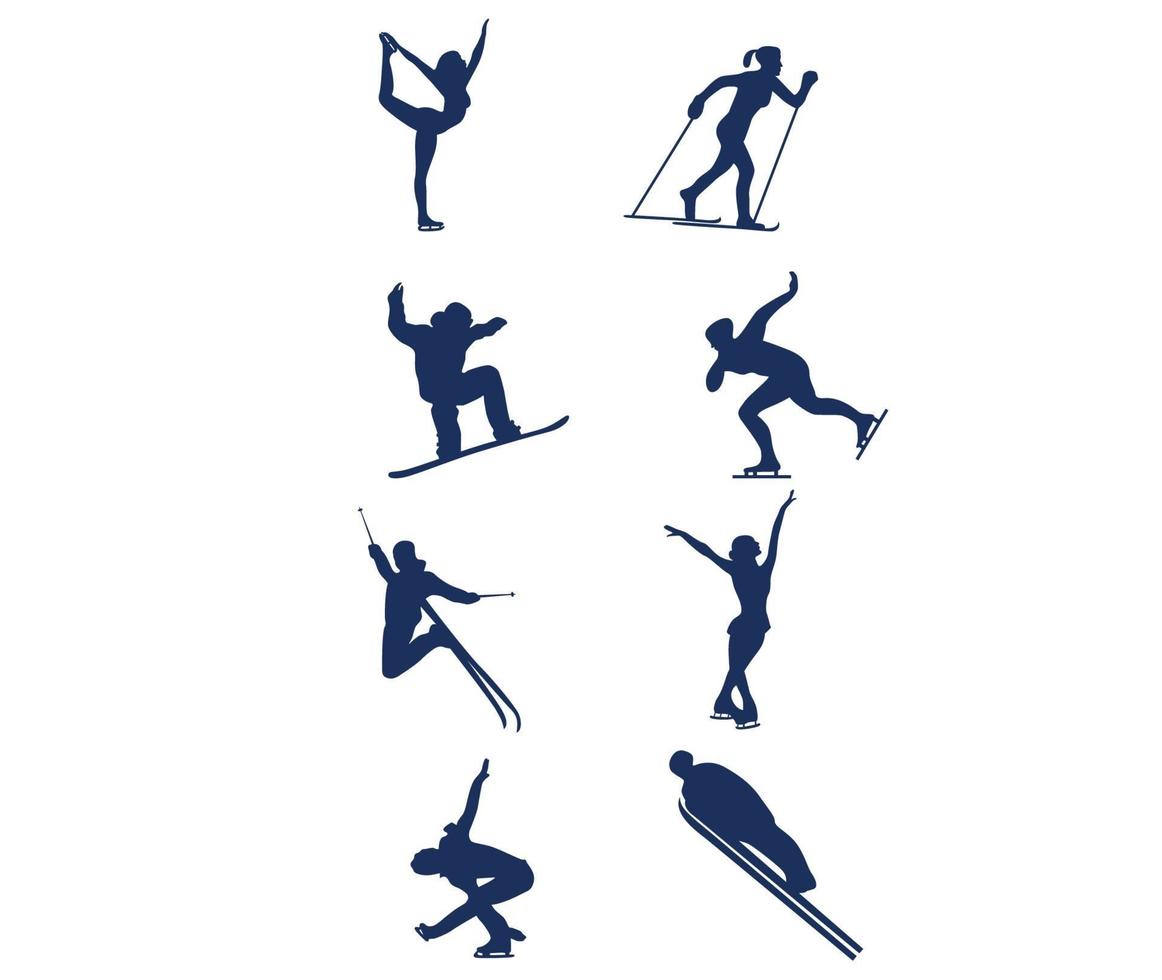 sets skiën sport ontwerp 2020 spellen abstract vector symbolen tekens pictogram