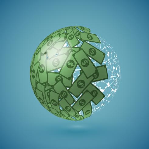 Groene bol die van geld, vectorillustratie wordt gemaakt vector