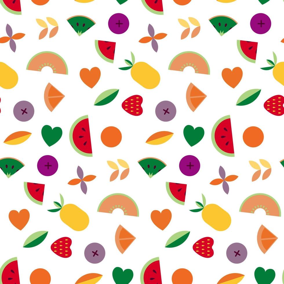 fruit en bladeren abstract vector naadloos patroon.