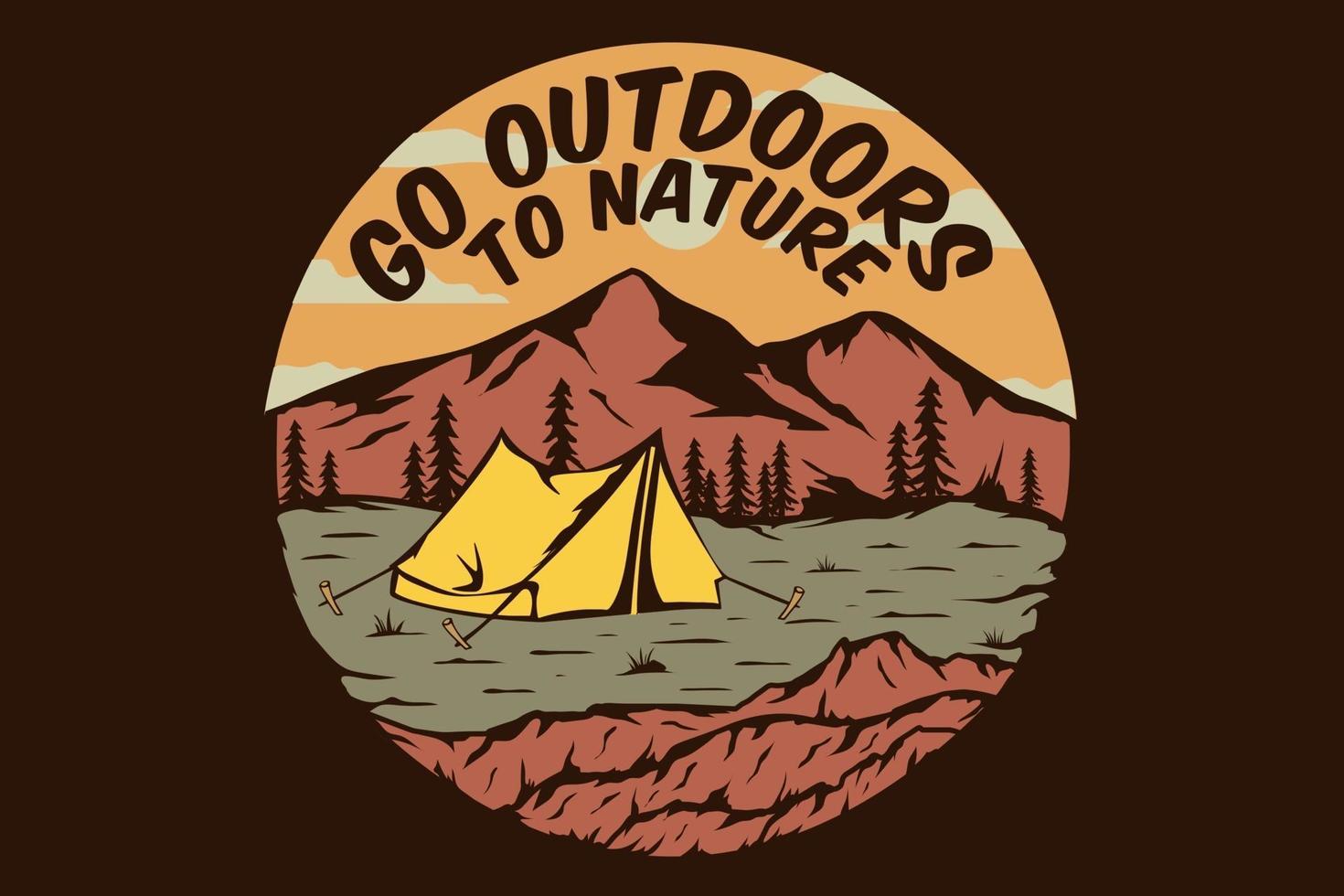 t-shirt buiten natuur kamperen berg vector