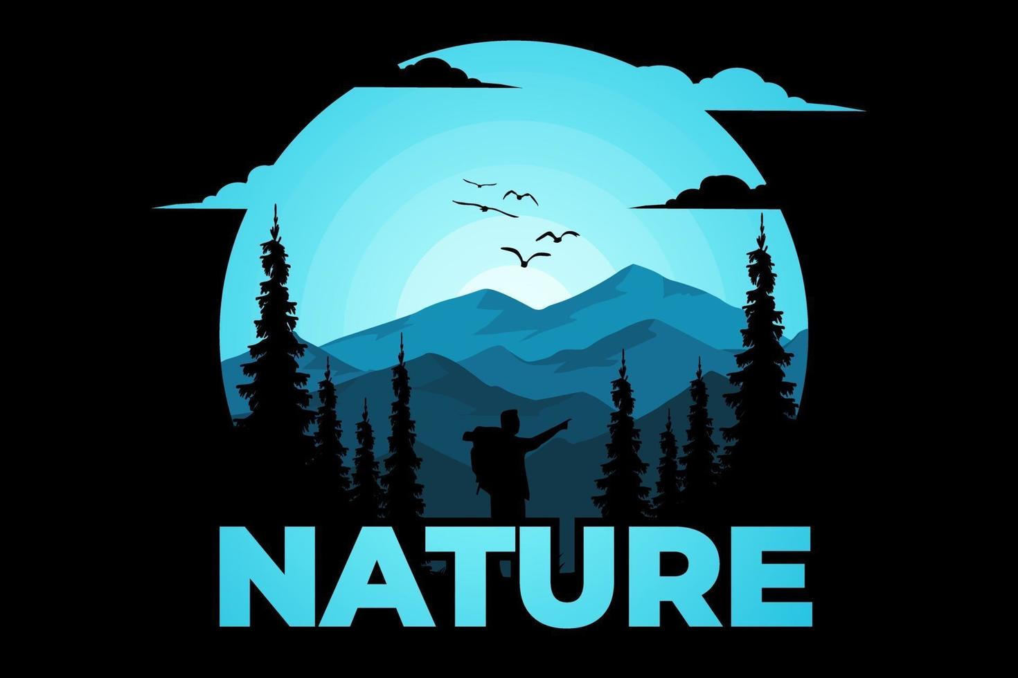 t-shirt natuur grenen avontuur berg vector