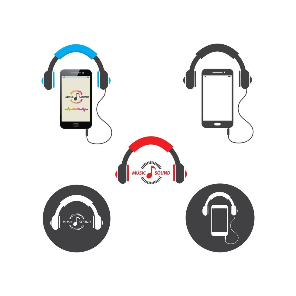 muziek afspelen in smartphone met oortelefoonillustratie vector