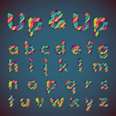 &#39;Up &amp; up&#39; kleurrijke lettertype set met schaduwen | 3D-effect | Vector illustratie