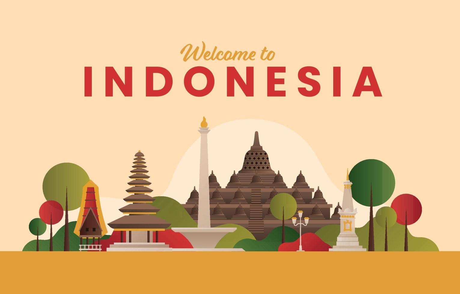 Indonesië landmark achtergrond concept background vector