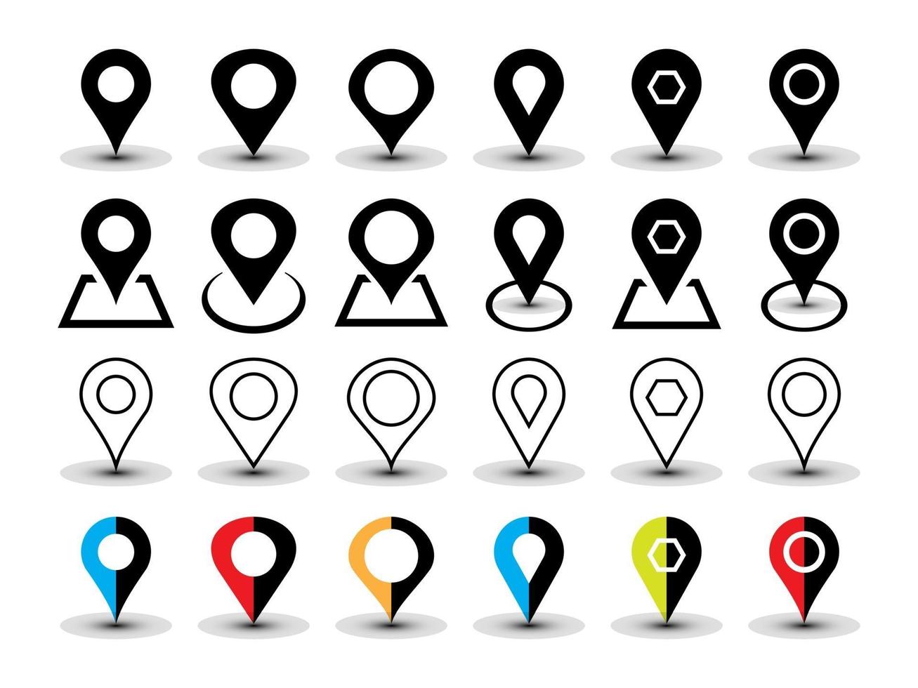 set van locatie pictogram vector sjabloon