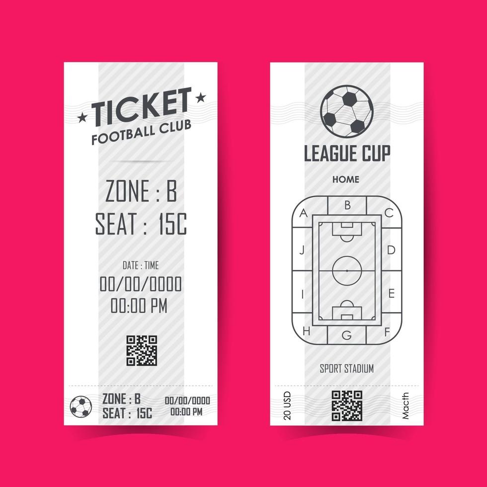 voetbal, voetbal ticket verticaal ontwerp. vector illustratie