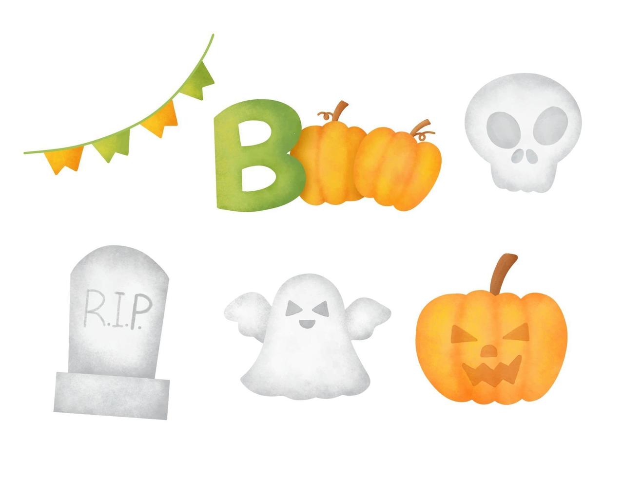 aquarel halloween elementen set vector